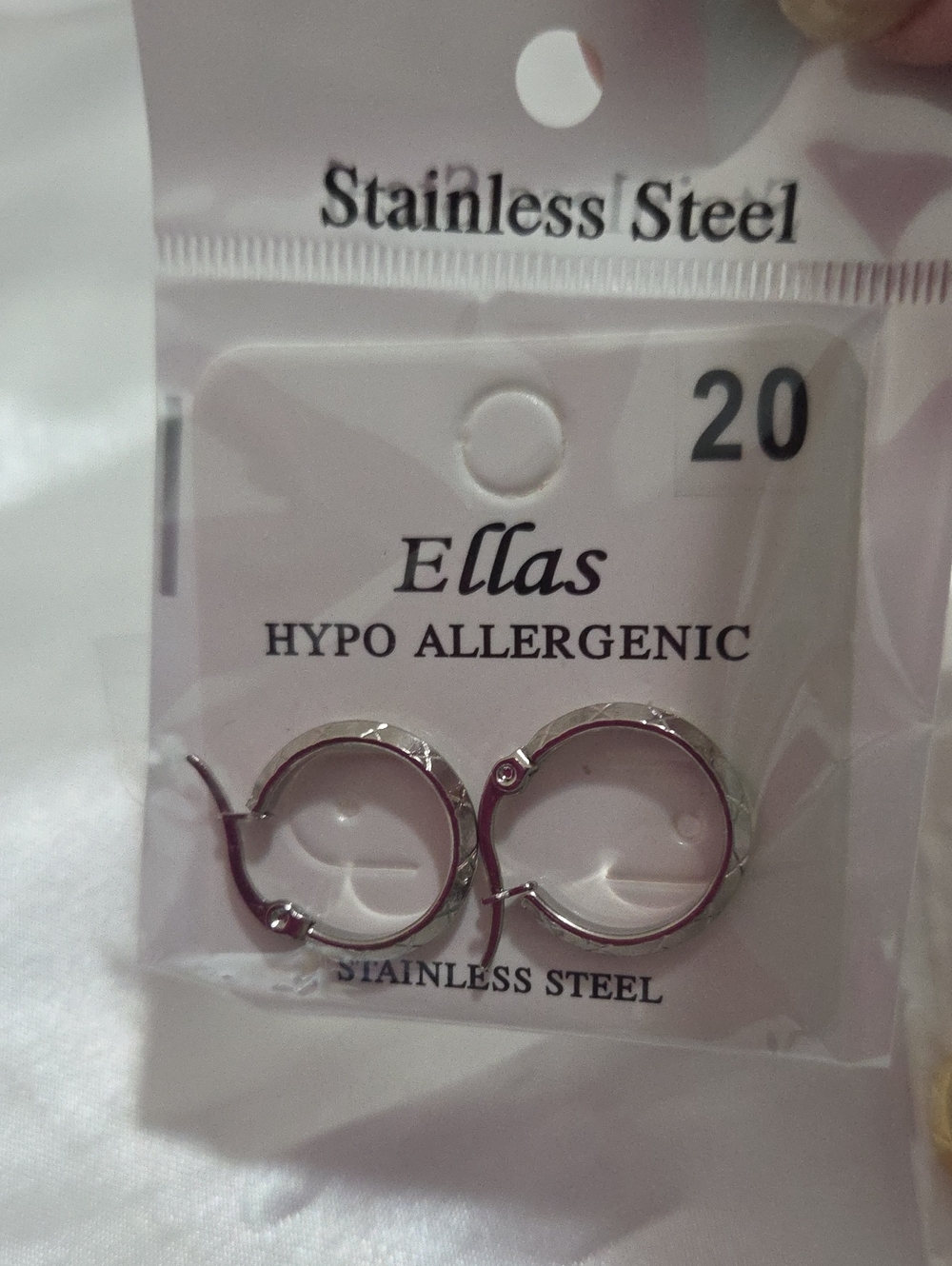 Ella Silver-Tone Stainless Steel  Textured Hoop Earrings